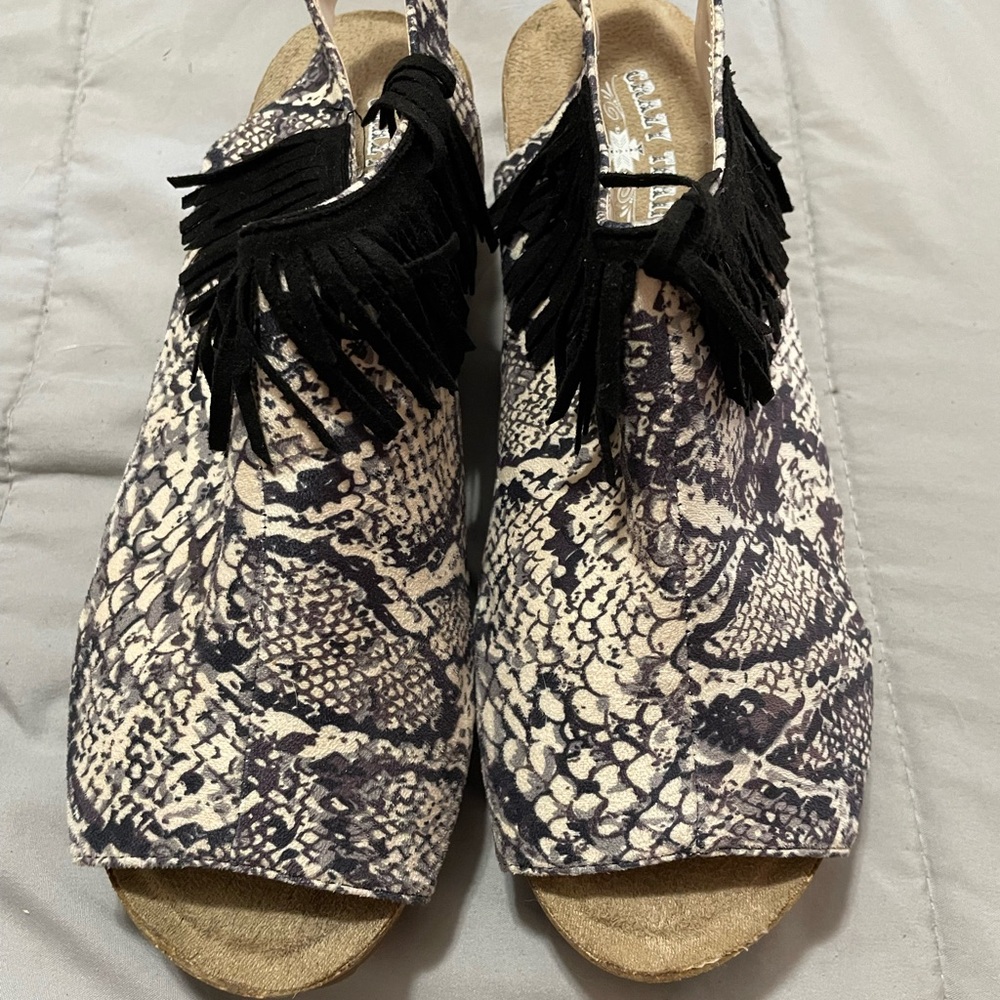 Snake print wedges
